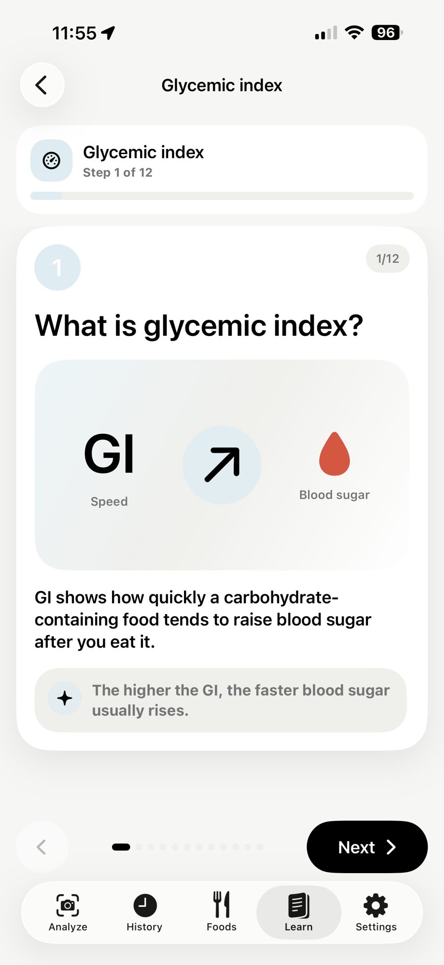 Glycemic index lesson